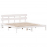 Ramka łóżka Z zagłówkiem Biały 200 x 200 cm Lite drewno sosnowe