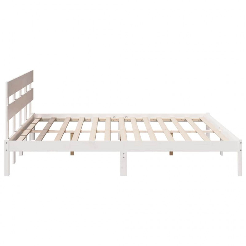 Ramka łóżka Z zagłówkiem Biały 180 x 200 cm Lite drewno sosnowe