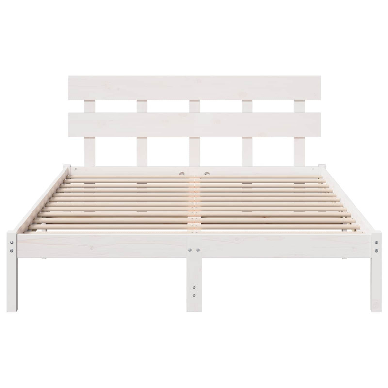 Ramka łóżka Z zagłówkiem Biały 160 x 200 cm Lite drewno sosnowe