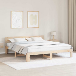 Ramka łóżka Naturalny 200 x 200 cm Lite drewno sosnowe