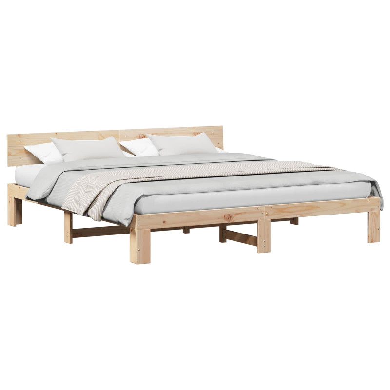 Ramka łóżka Naturalny 200 x 200 cm Lite drewno sosnowe