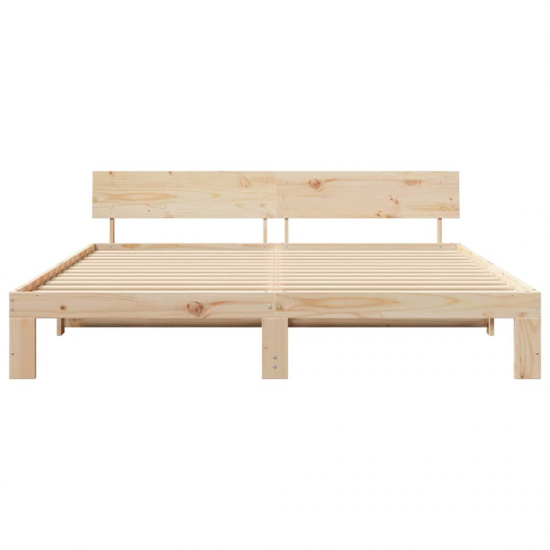 Ramka łóżka Naturalny 200 x 200 cm Lite drewno sosnowe