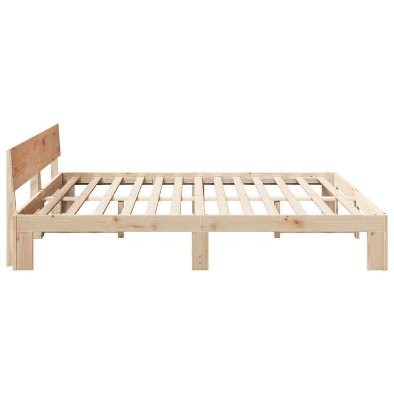 Ramka łóżka Naturalny 200 x 200 cm Lite drewno sosnowe