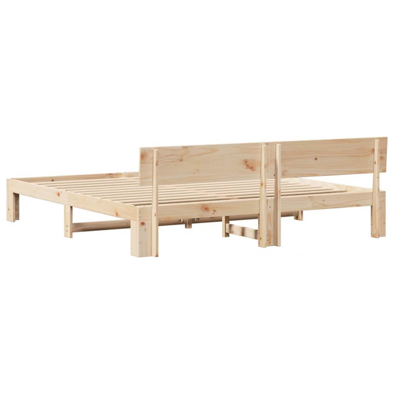 Ramka łóżka Naturalny 200 x 200 cm Lite drewno sosnowe