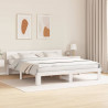 Ramka łóżka Z zagłówkiem Biały 200 x 200 cm Lite drewno sosnowe
