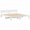 Ramka łóżka Z zagłówkiem Biały 200 x 200 cm Lite drewno sosnowe