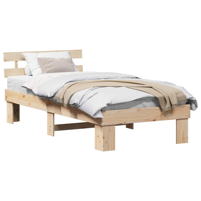 Ramka łóżka Naturalny 90 x 190 cm Lite drewno sosnowe
