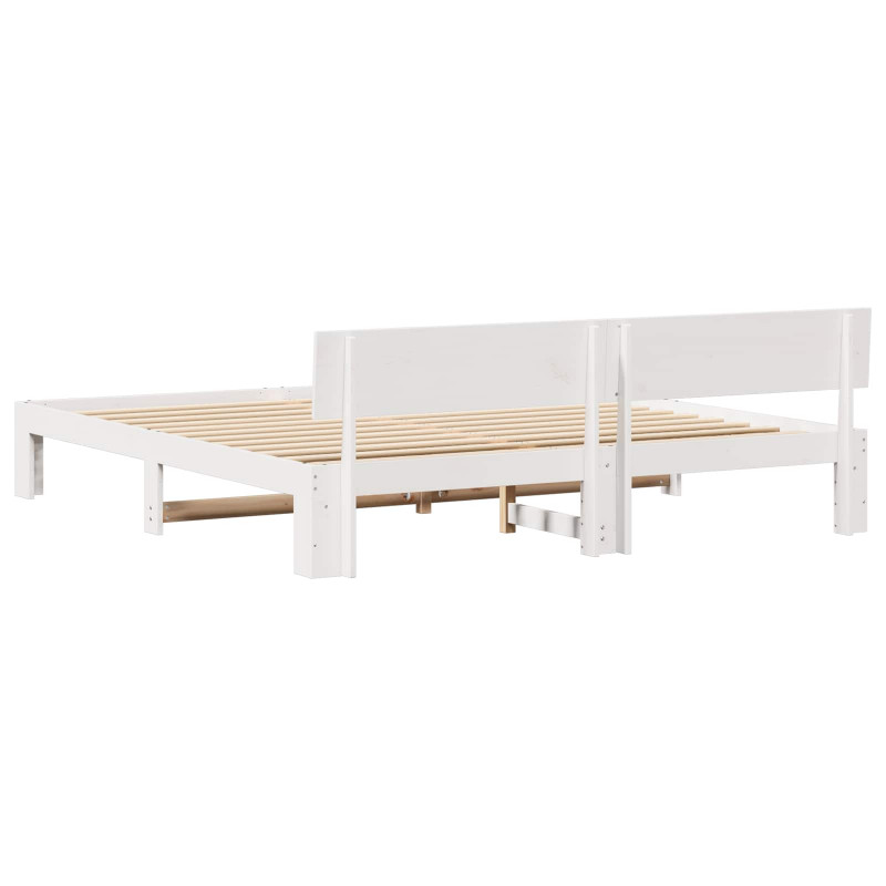 Ramka łóżka Z zagłówkiem Biały 180 x 200 cm Lite drewno sosnowe