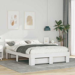 Ramka łóżka Z zagłówkiem Biały 160 x 200 cm Lite drewno sosnowe