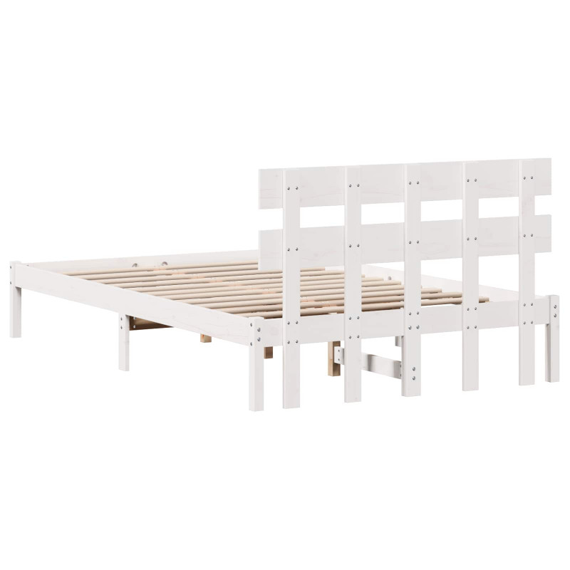 Ramka łóżka Z zagłówkiem Biały 120 x 200 cm Lite drewno sosnowe