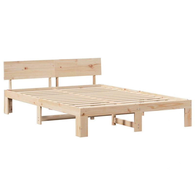 Ramka łóżka Naturalny 140 x 200 cm Lite drewno sosnowe