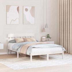 Ramka łóżka Z zagłówkiem Biały 120 x 190 cm Lite drewno sosnowe