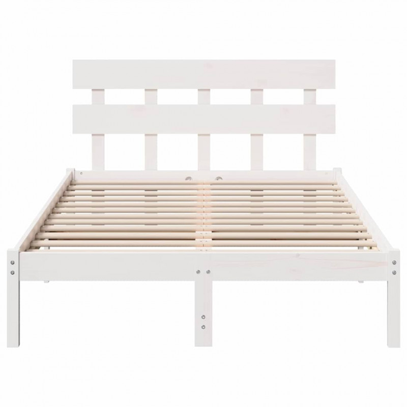 Ramka łóżka Z zagłówkiem Biały 120 x 190 cm Lite drewno sosnowe