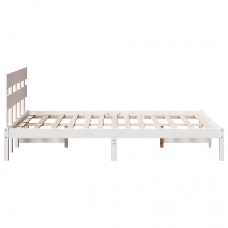 Ramka łóżka Z zagłówkiem Biały 120 x 190 cm Lite drewno sosnowe