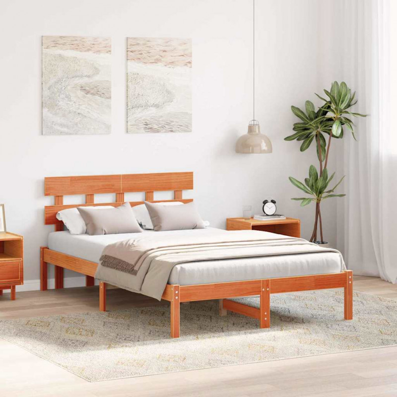 Ramka łóżka Brązowy 120 x 190 cm Lite drewno sosnowe