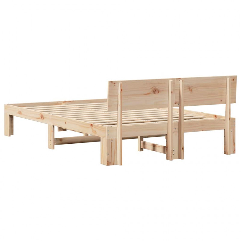 Ramka łóżka Naturalny 120 x 200 cm Lite drewno sosnowe