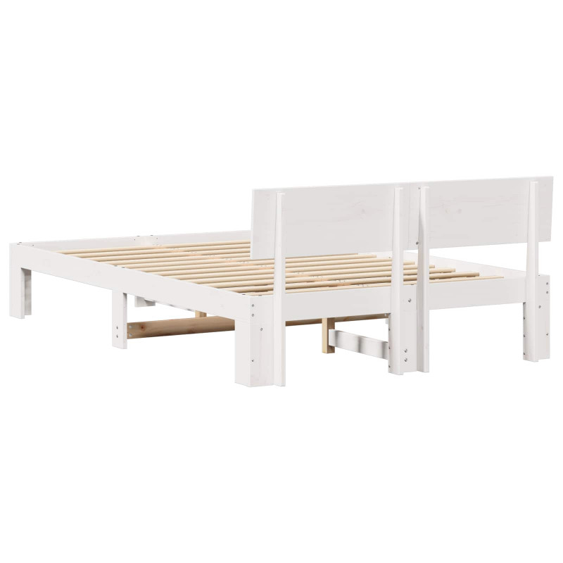 Ramka łóżka Z zagłówkiem Biały 120 x 200 cm Lite drewno sosnowe
