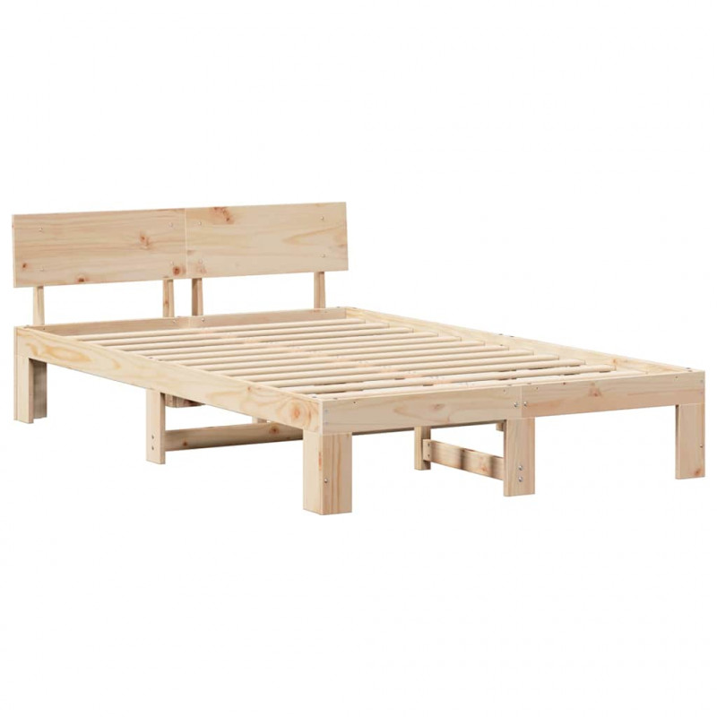 Ramka łóżka Naturalny 140 x 190 cm Lite drewno sosnowe
