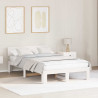 Ramka łóżka Z zagłówkiem Biały 140 x 190 cm Lite drewno sosnowe