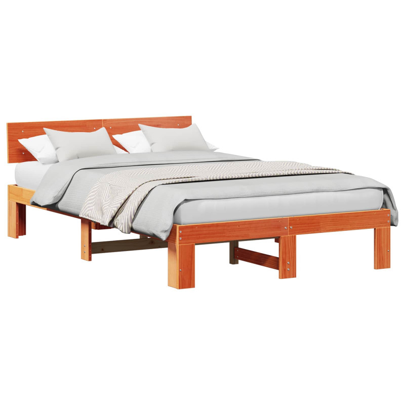 Ramka łóżka Woskowy Brąz 140 x 190 cm Lite drewno sosnowe