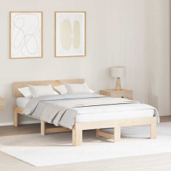 Ramka łóżka Naturalny 135 x 190 cm Lite drewno sosnowe