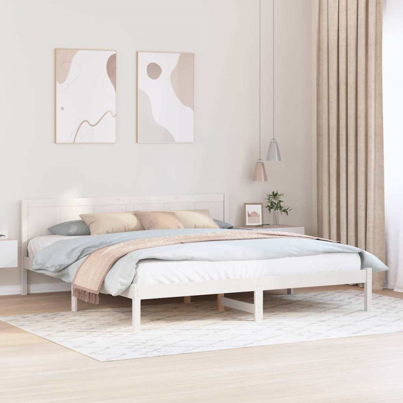 Ramka łóżka Biały 200 x 200 cm Lite drewno sosnowe