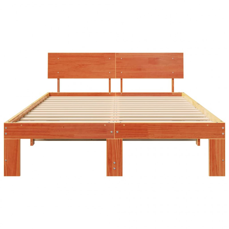 Ramka łóżka Woskowy Brąz 135 x 190 cm Lite drewno sosnowe