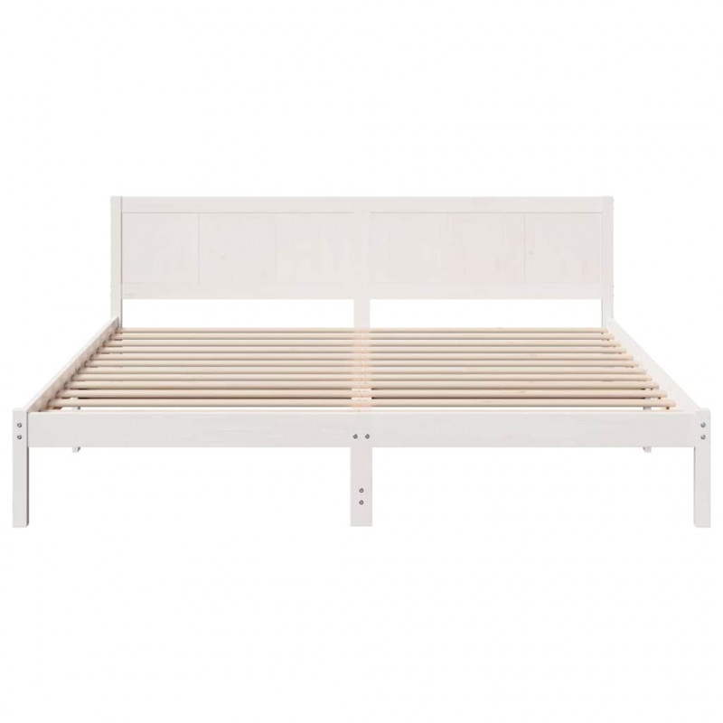 Ramka łóżka Biały 200 x 200 cm Lite drewno sosnowe