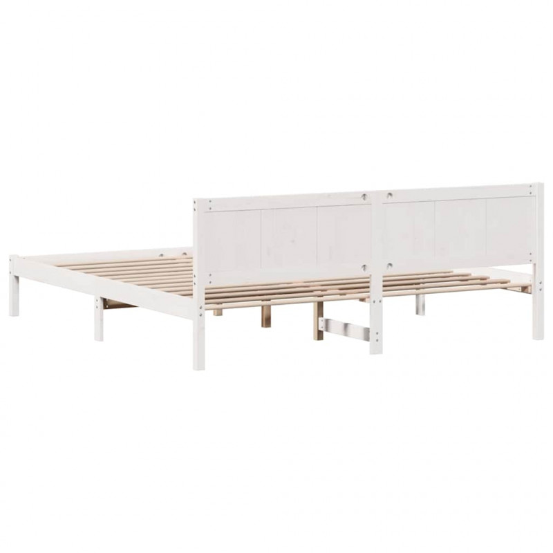 Ramka łóżka Biały 200 x 200 cm Lite drewno sosnowe