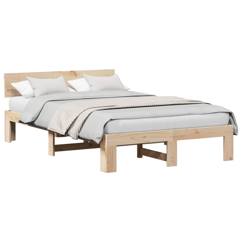 Ramka łóżka Naturalny 120 x 190 cm Lite drewno sosnowe