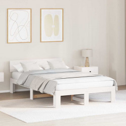 Ramka łóżka Z zagłówkiem Biały 120 x 190 cm Lite drewno sosnowe