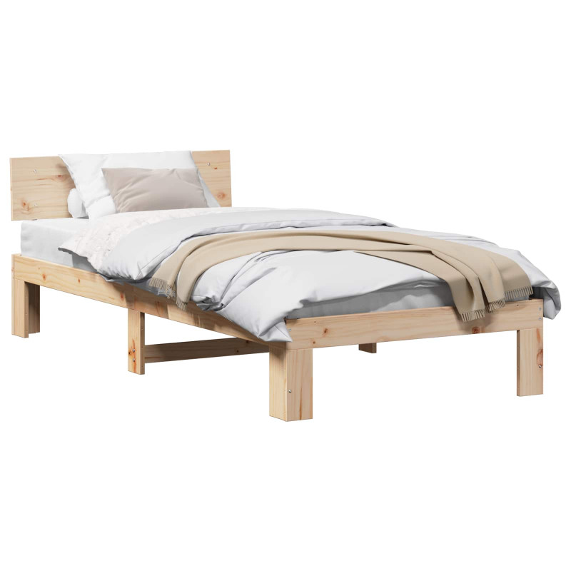 Ramka łóżka Naturalny 90 x 200 cm Lite drewno sosnowe