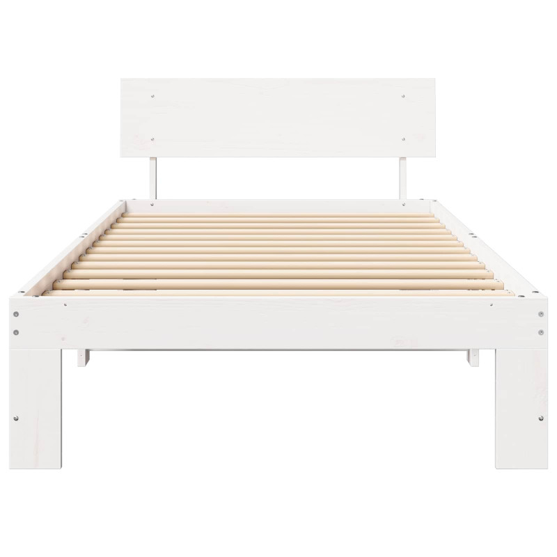 Ramka łóżka Z zagłówkiem Biały 90 x 200 cm Lite drewno sosnowe