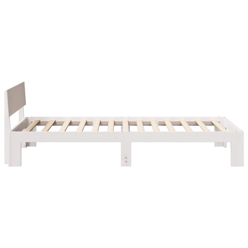 Ramka łóżka Z zagłówkiem Biały 90 x 200 cm Lite drewno sosnowe