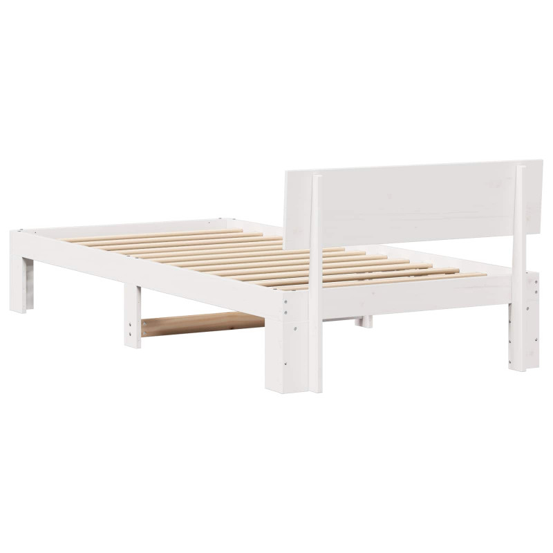 Ramka łóżka Z zagłówkiem Biały 90 x 200 cm Lite drewno sosnowe