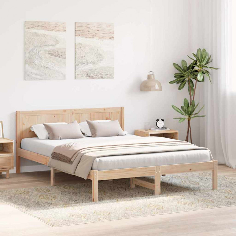 Ramka łóżka Brązowy 140 x 200 cm Lite drewno sosnowe