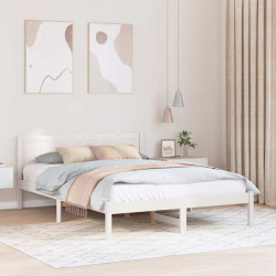 Ramka łóżka Biały 140 x 200 cm Lite drewno sosnowe