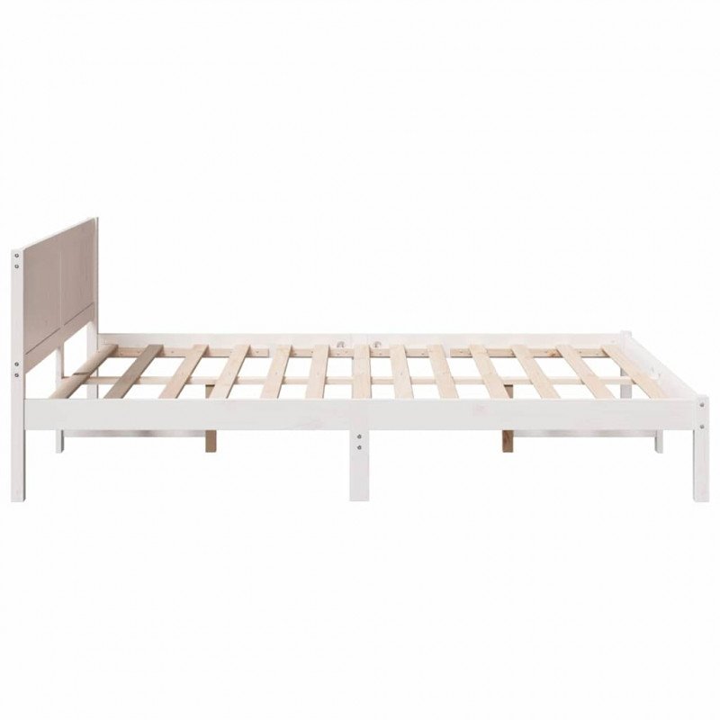 Ramka łóżka Biały 140 x 200 cm Lite drewno sosnowe