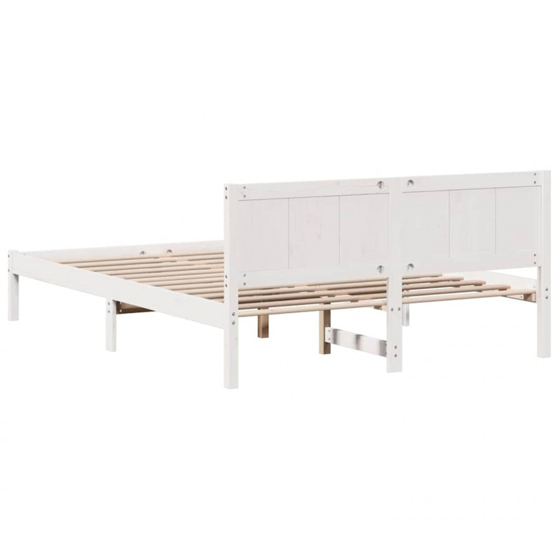 Ramka łóżka Biały 140 x 200 cm Lite drewno sosnowe