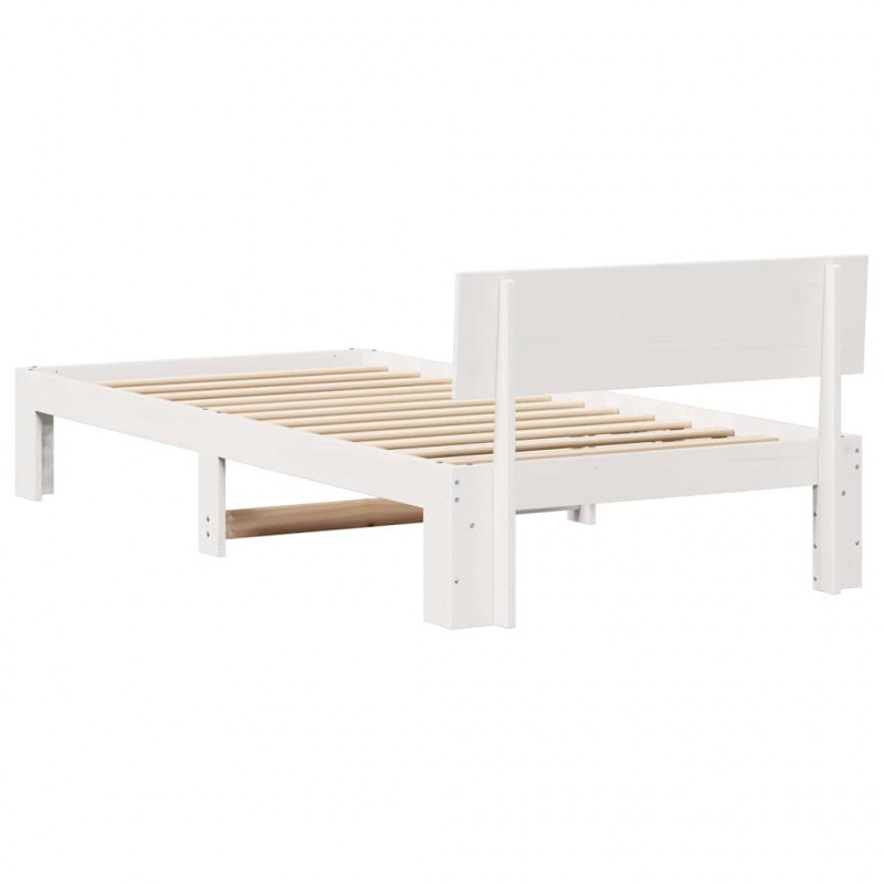 Ramka łóżka Z zagłówkiem Biały 90 x 190 cm Lite drewno sosnowe