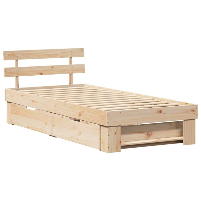 Ramka łóżka Naturalny 100 x 200 cm Lite drewno sosnowe