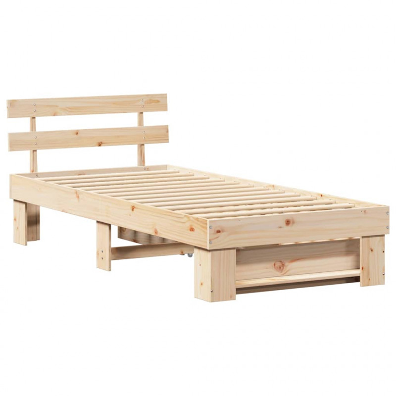 Ramka łóżka Naturalny 100 x 200 cm Lite drewno sosnowe