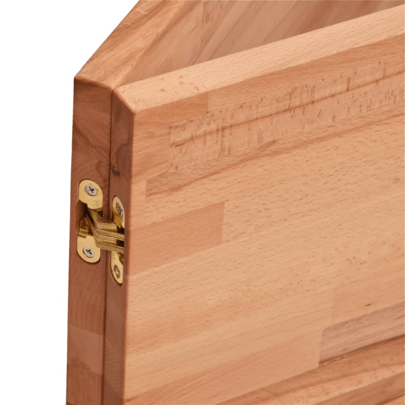 Półka ścienna pod umywalkę, stal i lite drewno bukowe