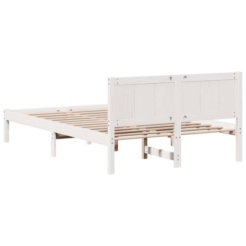 Ramka łóżka Biały 120 x 190 cm Lite drewno sosnowe