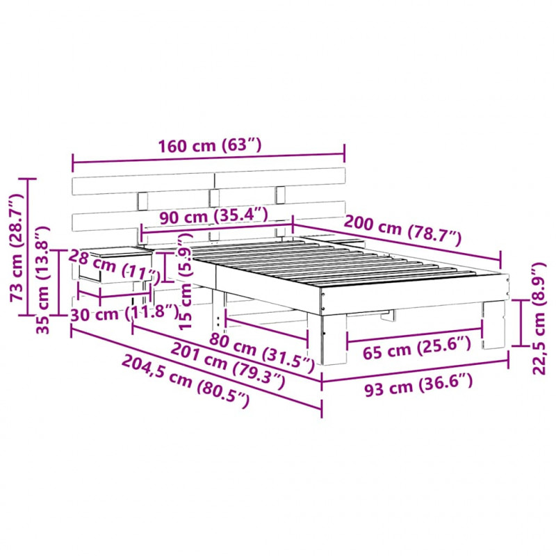 Ramka łóżka Brązowy 90 x 200 cm Lite drewno sosnowe