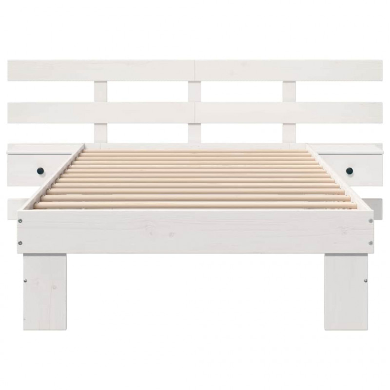 Ramka łóżka Z zagłówkiem Biały 90 x 200 cm Lite drewno sosnowe