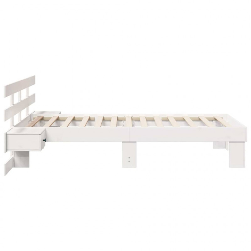 Ramka łóżka Z zagłówkiem Biały 90 x 200 cm Lite drewno sosnowe