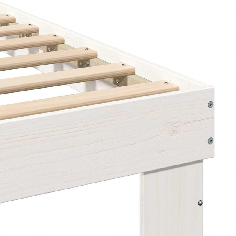 Ramka łóżka Z zagłówkiem Biały 90 x 200 cm Lite drewno sosnowe