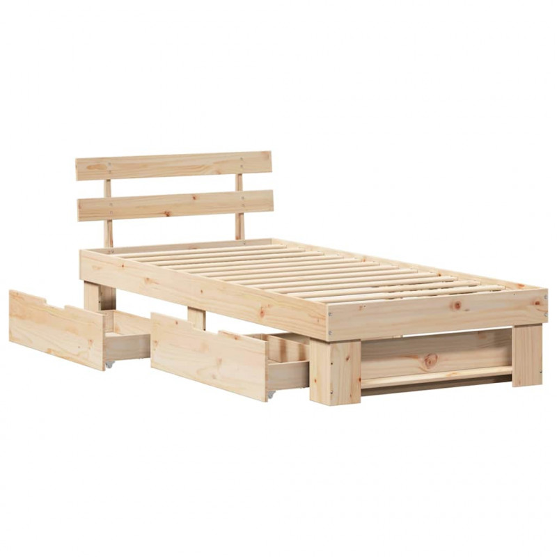 Ramka łóżka Naturalny 90 x 200 cm Lite drewno sosnowe