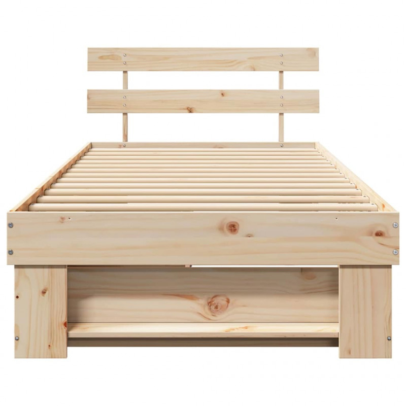 Ramka łóżka Naturalny 90 x 200 cm Lite drewno sosnowe